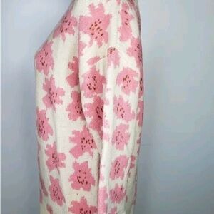 FRNCH Cream Crewneck Sweater with Pink Floral Pattern